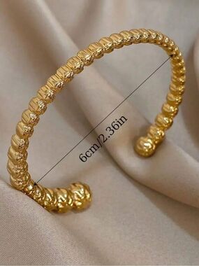 Gold Textured Open Cuff Bracelet R721